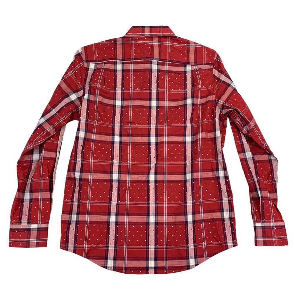Club Room Mens Regular Fit Armin Check Plaid Button Down Shirt Red S - Picture 3 of 4